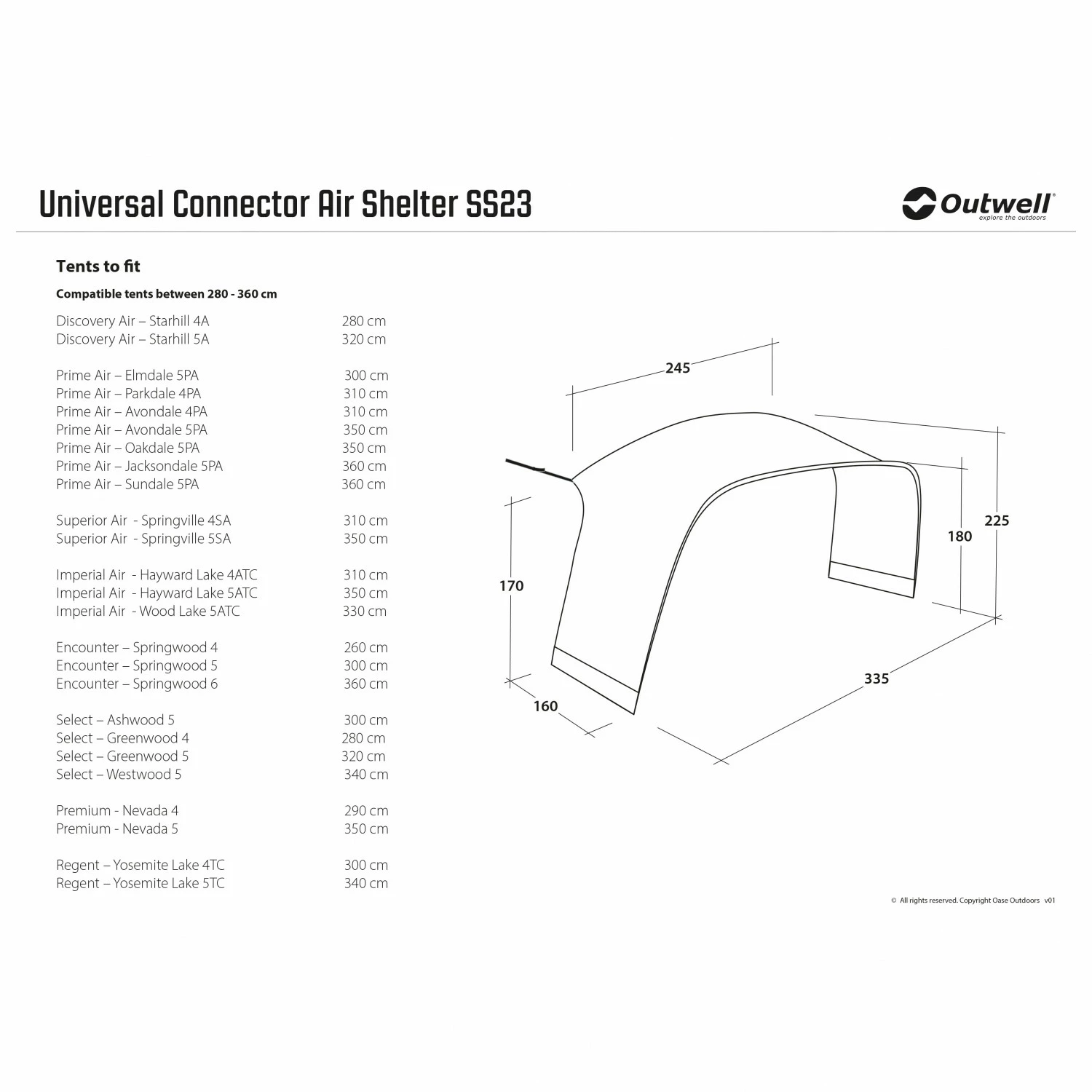 Outwell Universal Connector Air Shelter - Tent Extension 11 Outwell Universal Connector Air Shelter - Tent Extension - Image 9