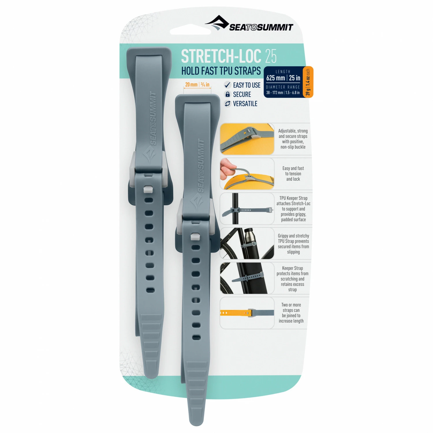Sea To Summit Stretch-Loc 25 2-Pack - Lashing Strap 4 Sea To Summit Stretch-Loc 25 2-Pack - Lashing Strap - Image 2